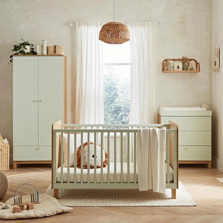 CuddleCo Remi 3 Piece Nursery Furniture Set - Oak/Green Oak/Green - ebebek