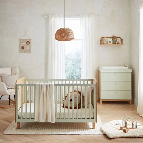 CuddleCo Remi 2 Piece Nursery Furniture Set - Oak/Green Oak/Green - ebebek