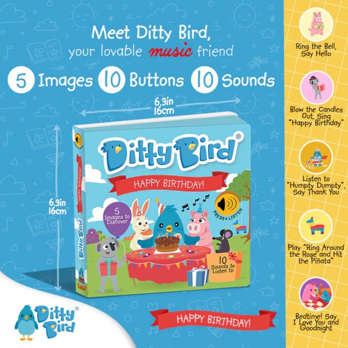 Ditty Bird Happy Birthday Book - ebebek - Black Friday