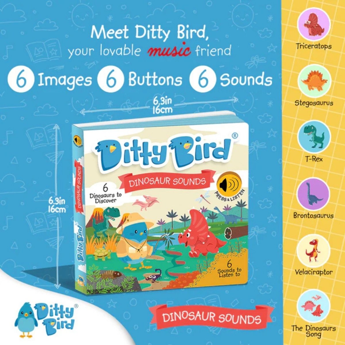 Ditty Bird Dinosaur Sounds Book - ebebek - Black Friday