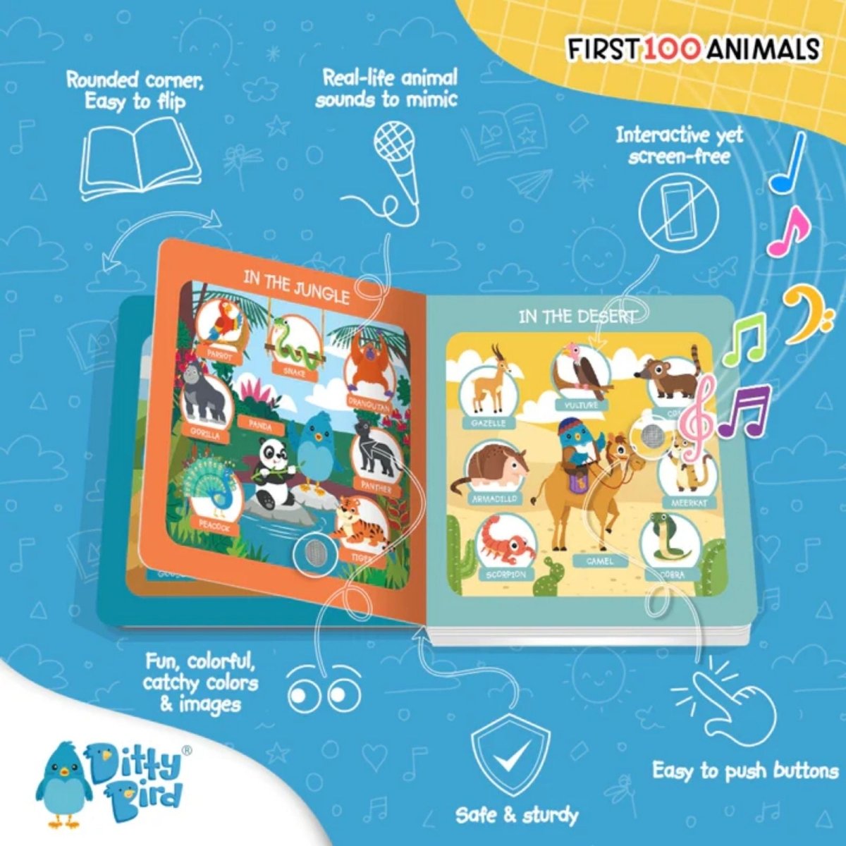 Ditty Bird First 100 Animals Book - ebebek - Black Friday