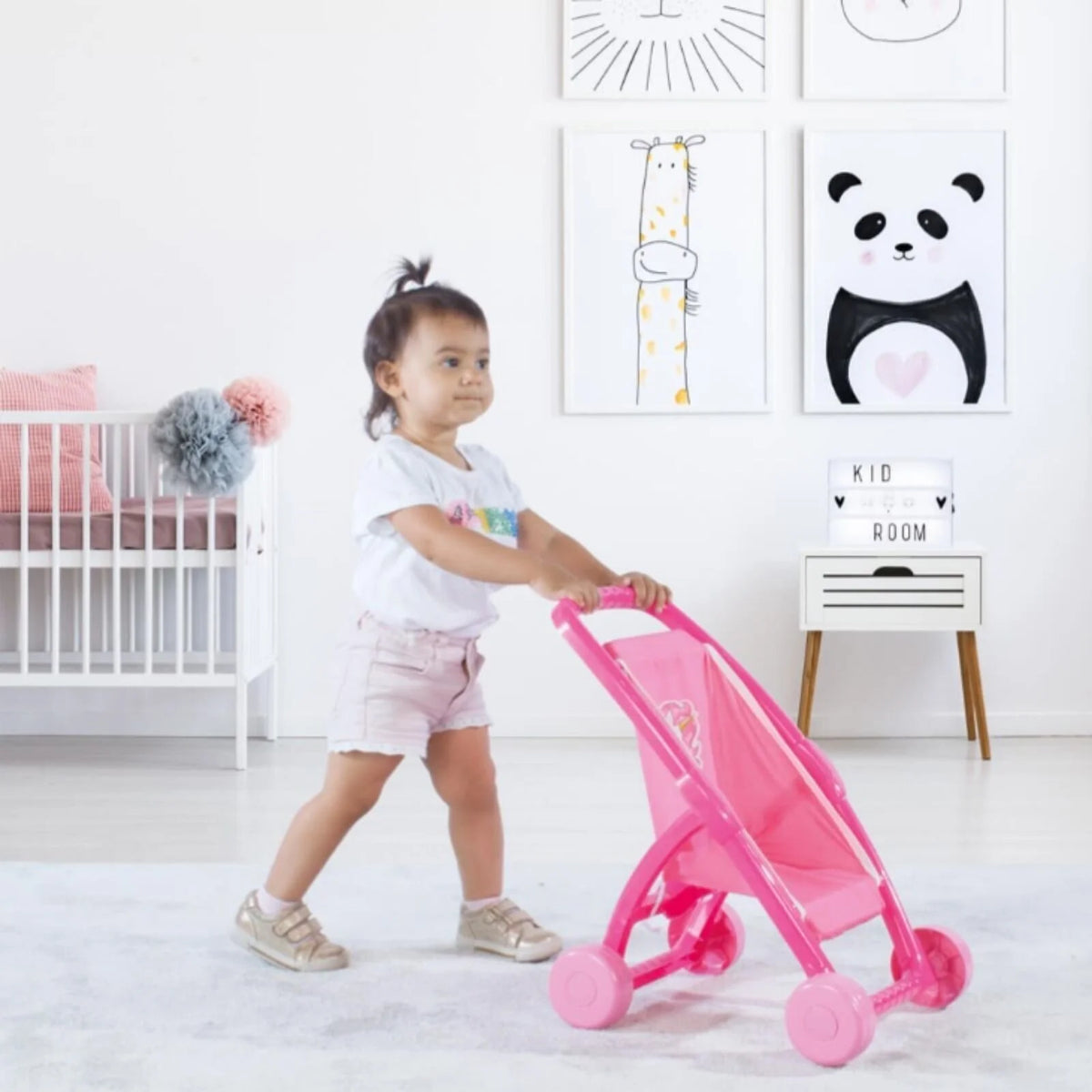 Dolu Unicorn Baby Push Along Stroller - Pink