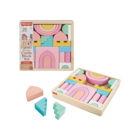 Fisher-Price Wooden Toddler Toy Castle Block Set - ebebek
