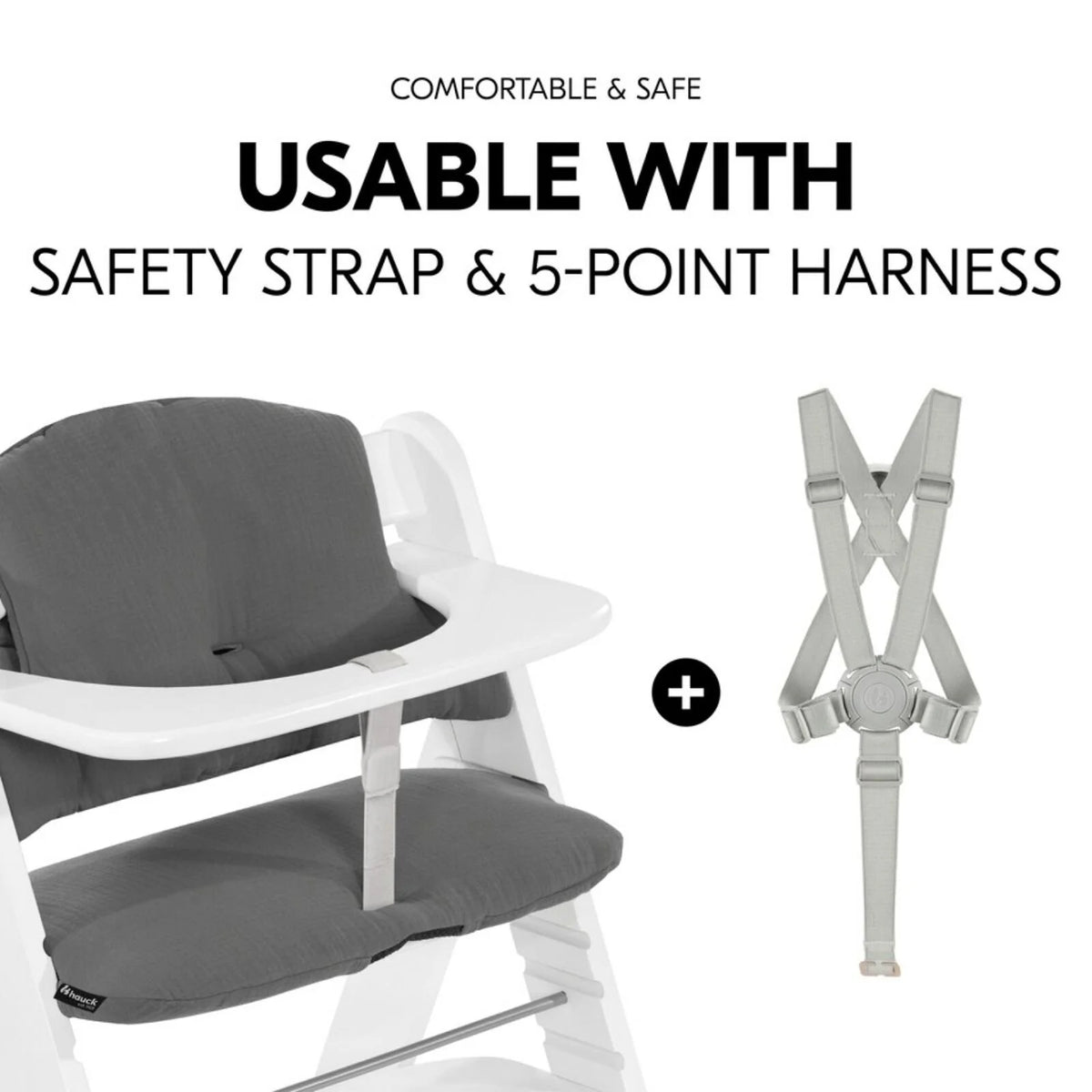 Hauck Highchair Pad Select - Muslin Dark Grey