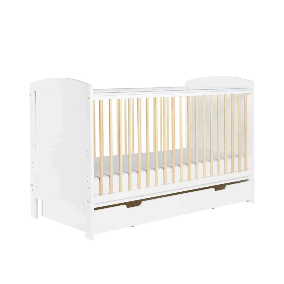 Ickle Bubba Coleby Scandi Cot Bed with Under Drawer Scandi White - Premium Sprung Mattress Premium Sprung Mattress - ebebek