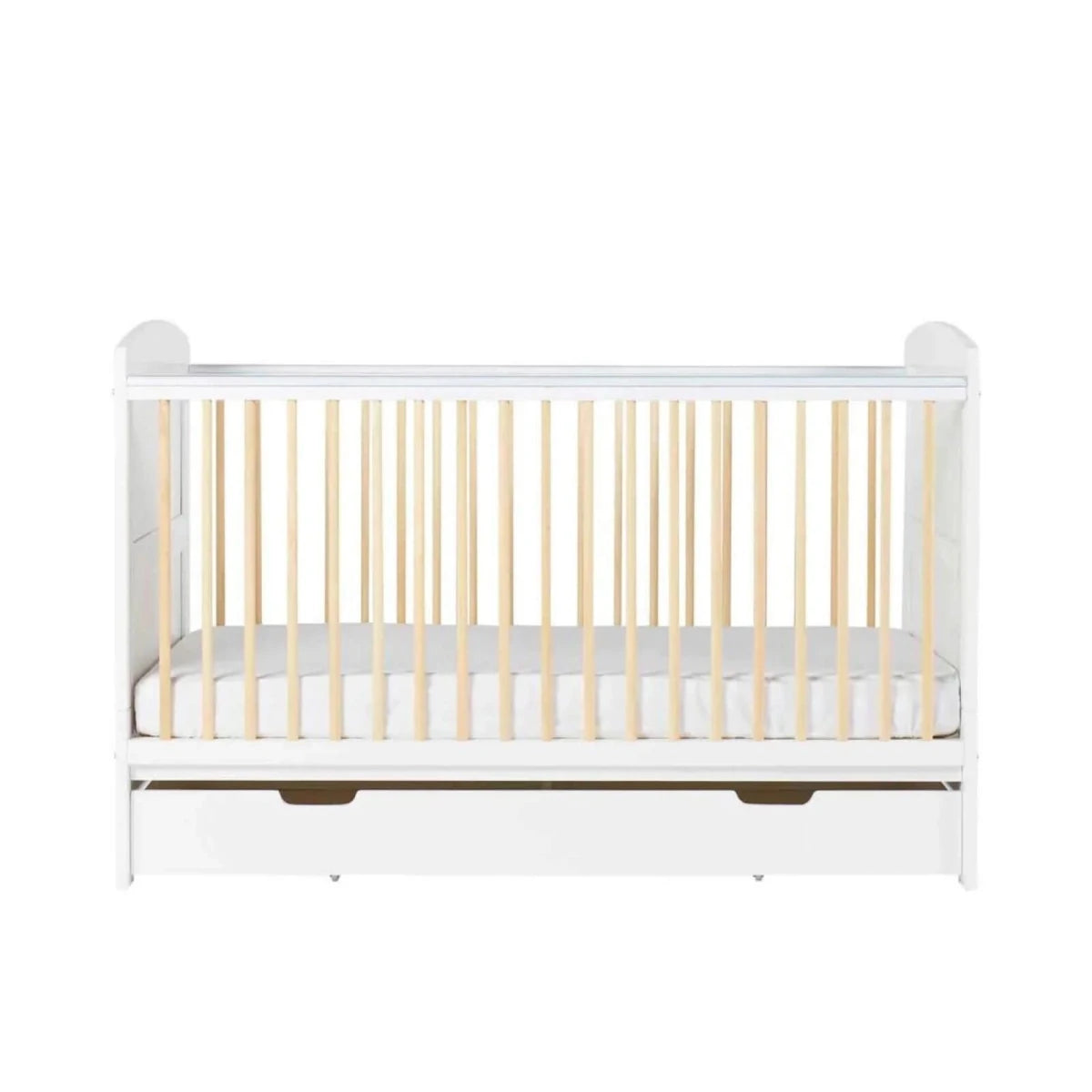 Ickle Bubba Coleby Scandi Cot Bed with Under Drawer Scandi White - Premium Sprung Mattress Premium Sprung Mattress - ebebek