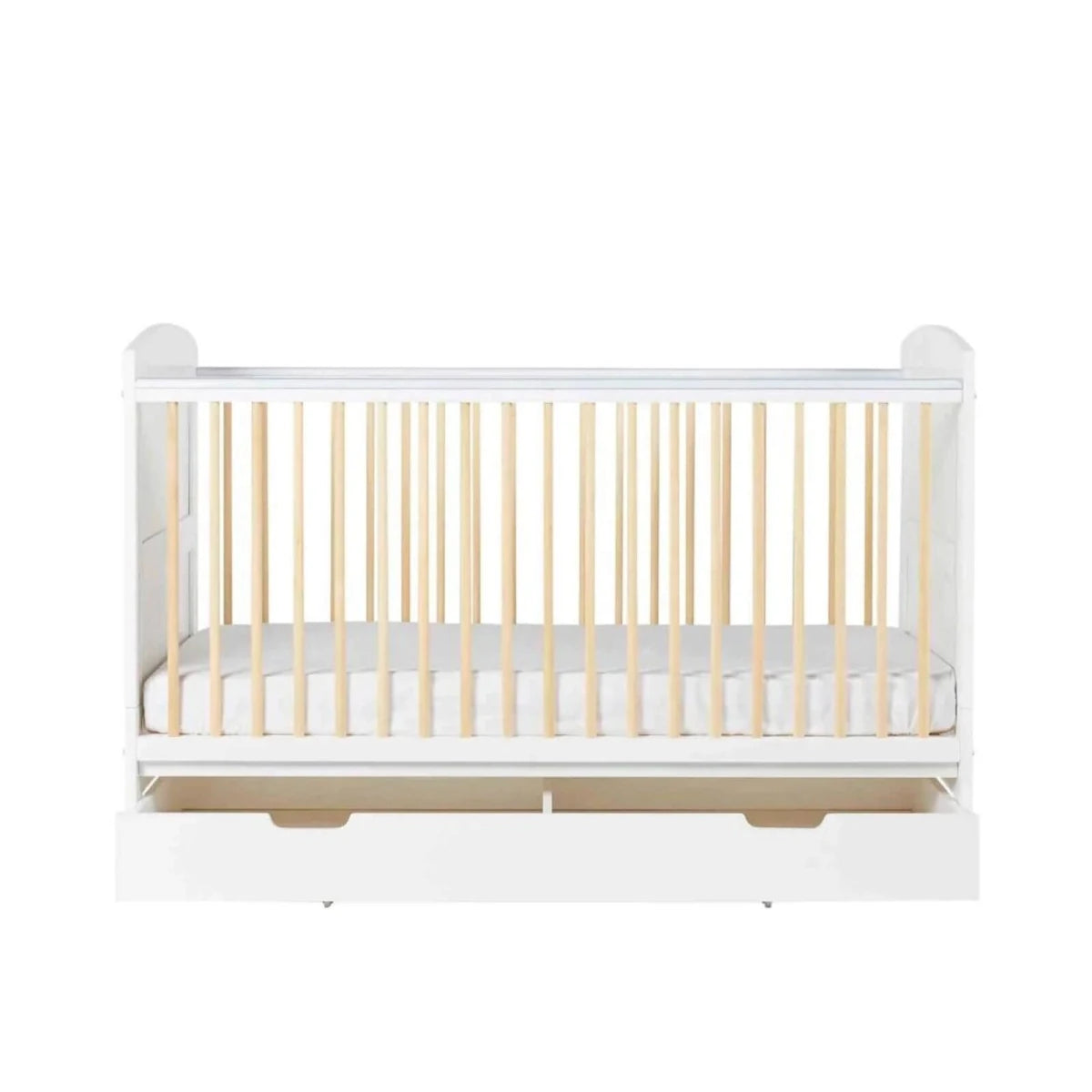 Ickle Bubba Coleby Scandi Cot Bed with Under Drawer Scandi White - Premium Sprung Mattress Premium Sprung Mattress - ebebek
