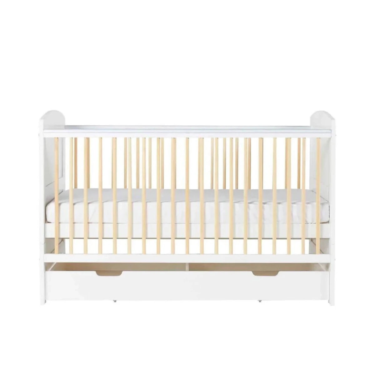 Ickle Bubba Coleby Scandi Cot Bed with Under Drawer Scandi White - Premium Sprung Mattress Premium Sprung Mattress - ebebek