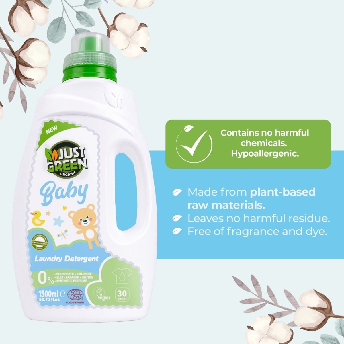 Just Green Organic Baby Laundry Liquid 1500ml - ebebek - Black Friday