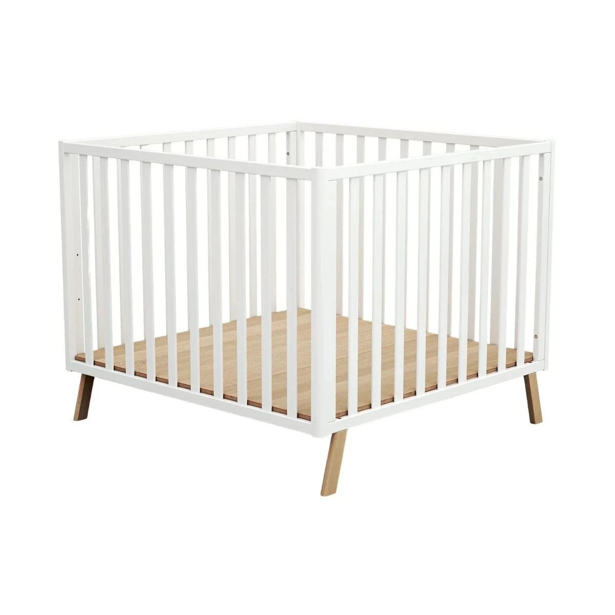 JuraBaby Kasa Convertible Wooden Playpen - White White - ebebek