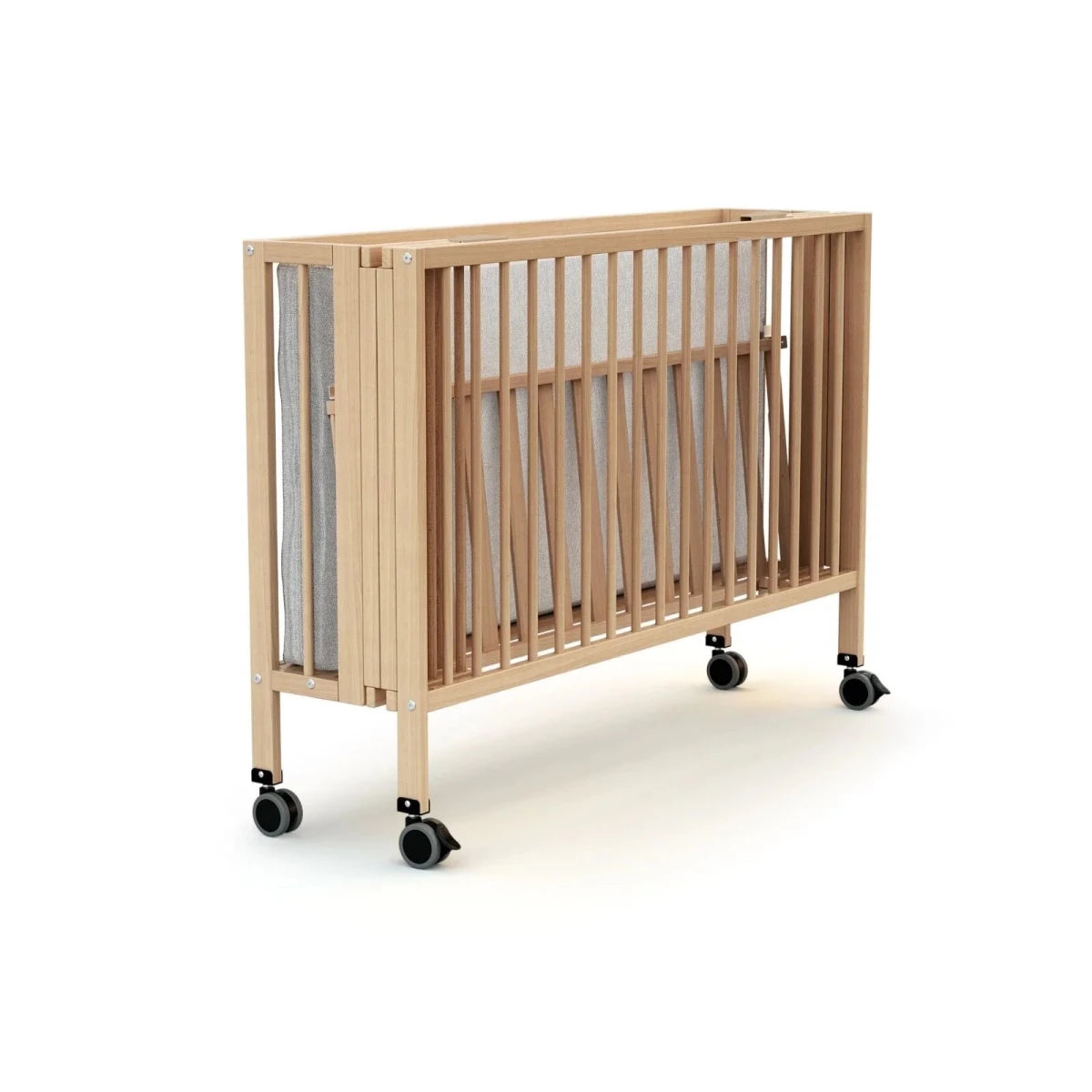 JuraBaby Flow Folding Wooden Cot Bed 60x120cm - Varnished Beech Varnished Beech - ebebek