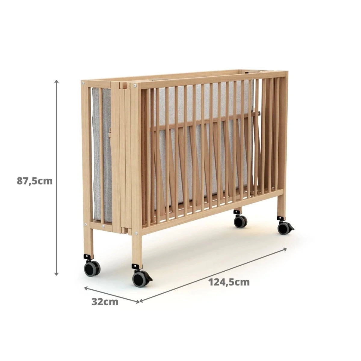 JuraBaby Flow Folding Wooden Cot Bed 60x120cm - Varnished Beech Varnished Beech - ebebek
