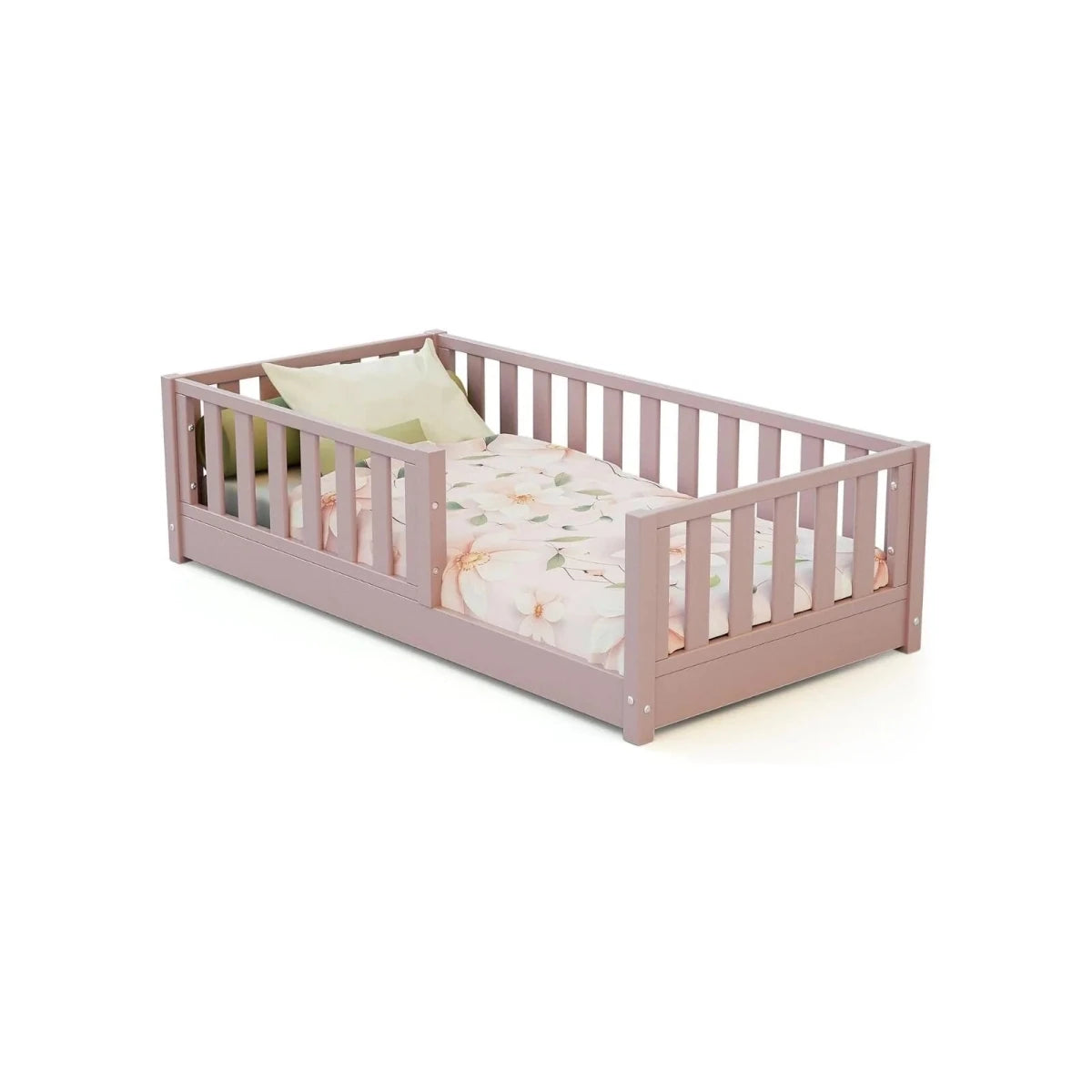 JuraBaby Sonho Mini Wooden Floor Bed 70x140cm - Powder Pink Powder Pink - ebebek
