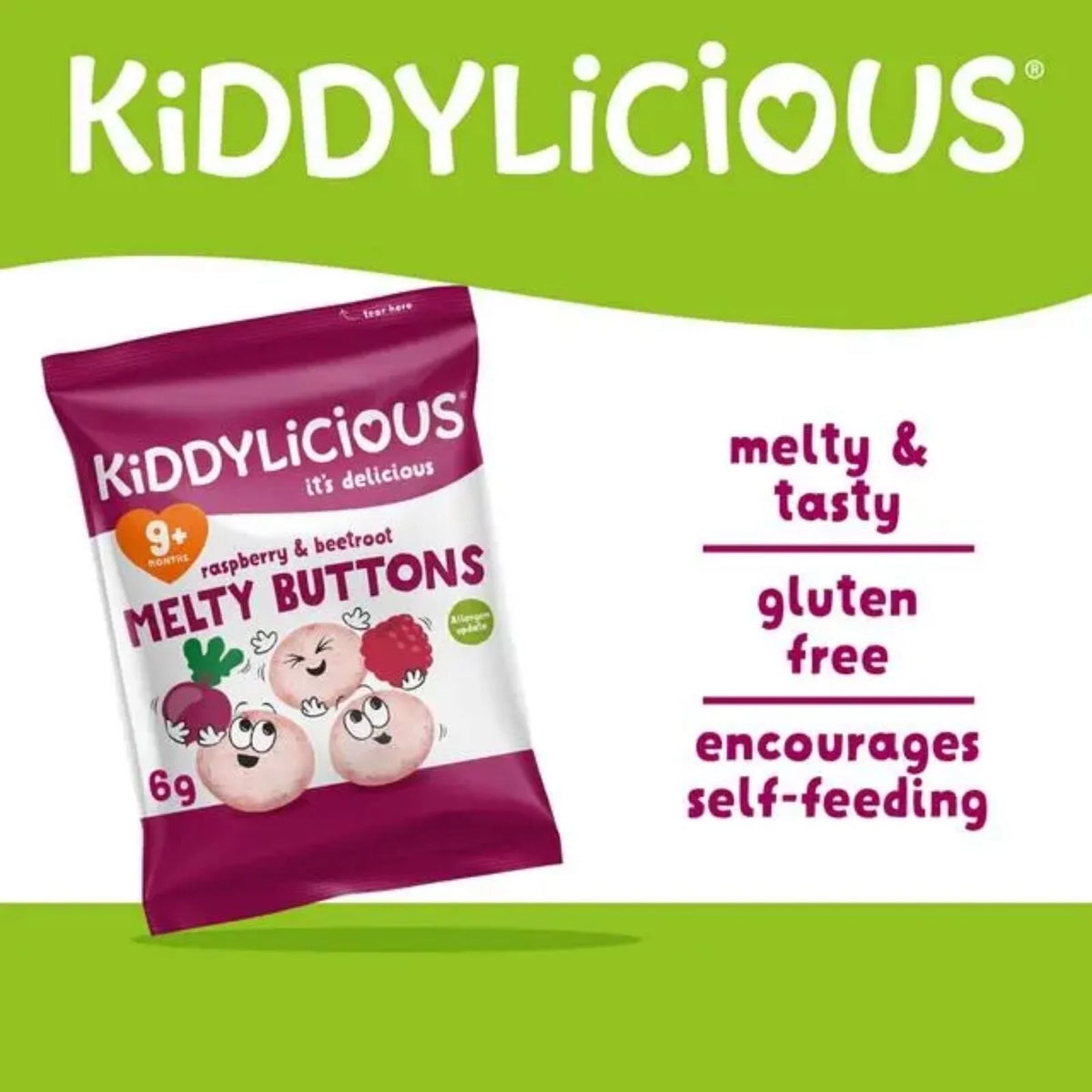 Kiddylicious Raspberry & Beetroot Melty Buttons 9+ months 6g