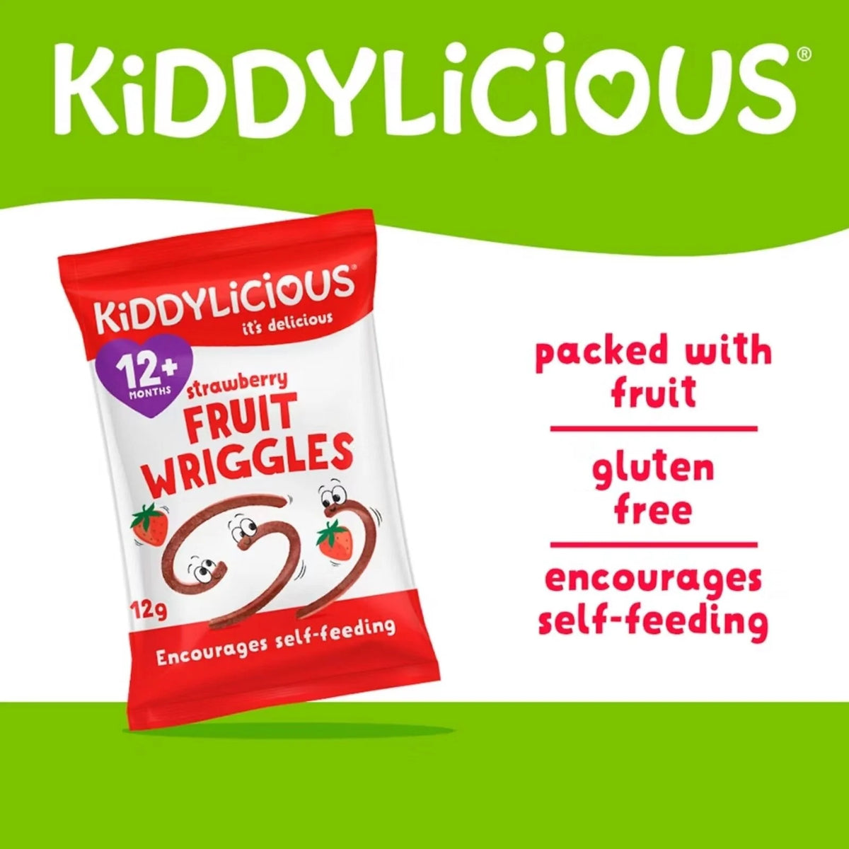Kiddylicious Strawberry Fruit Wriggles 12+ months 12g