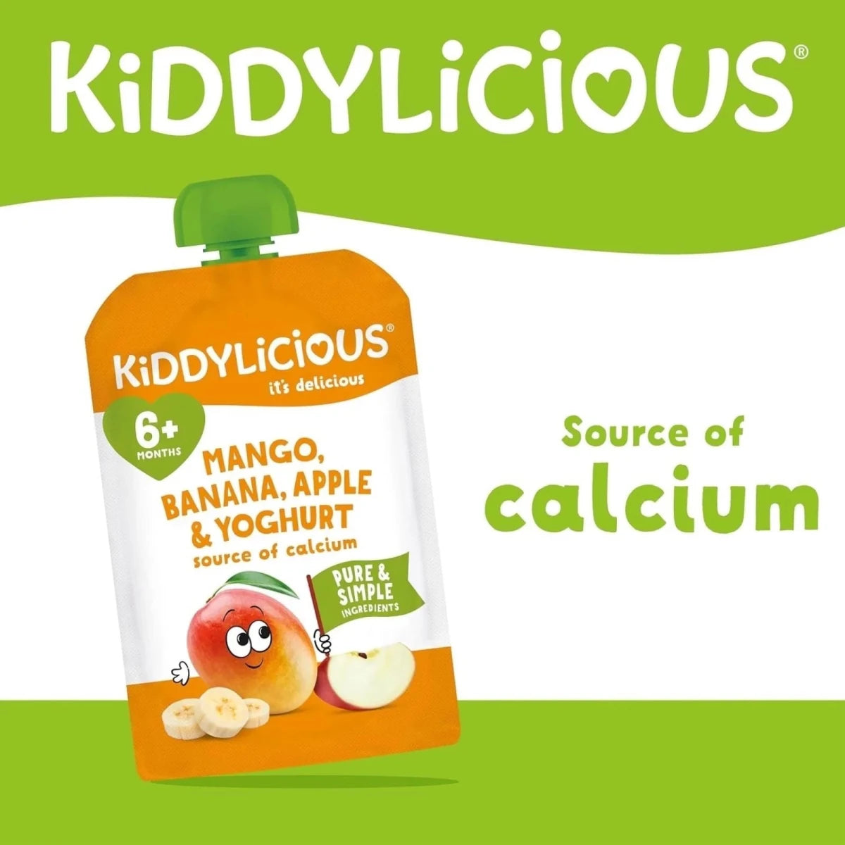 Kiddylicious Pouches Mango Yogurt 6+ months 100g - ebebek