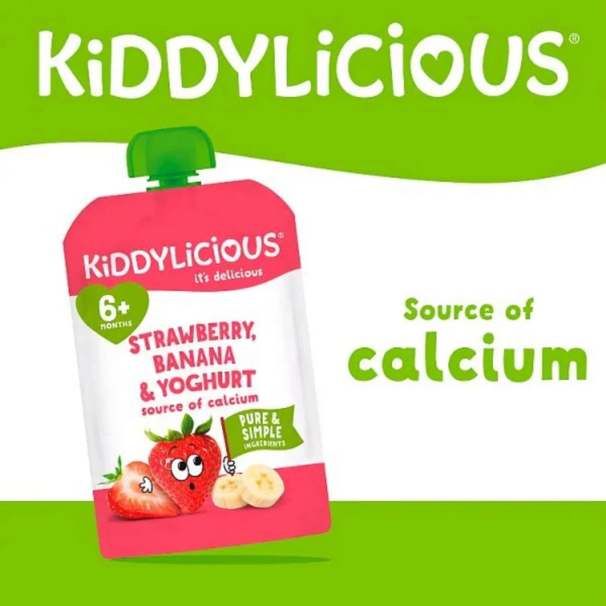 Kiddylicious Pouches Strawberry Yogurt 6+ months 100g