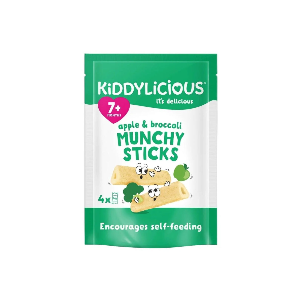 Kiddylicious Apple & Broccoli Munchy Sticks 7+ months 16g (4x4g)