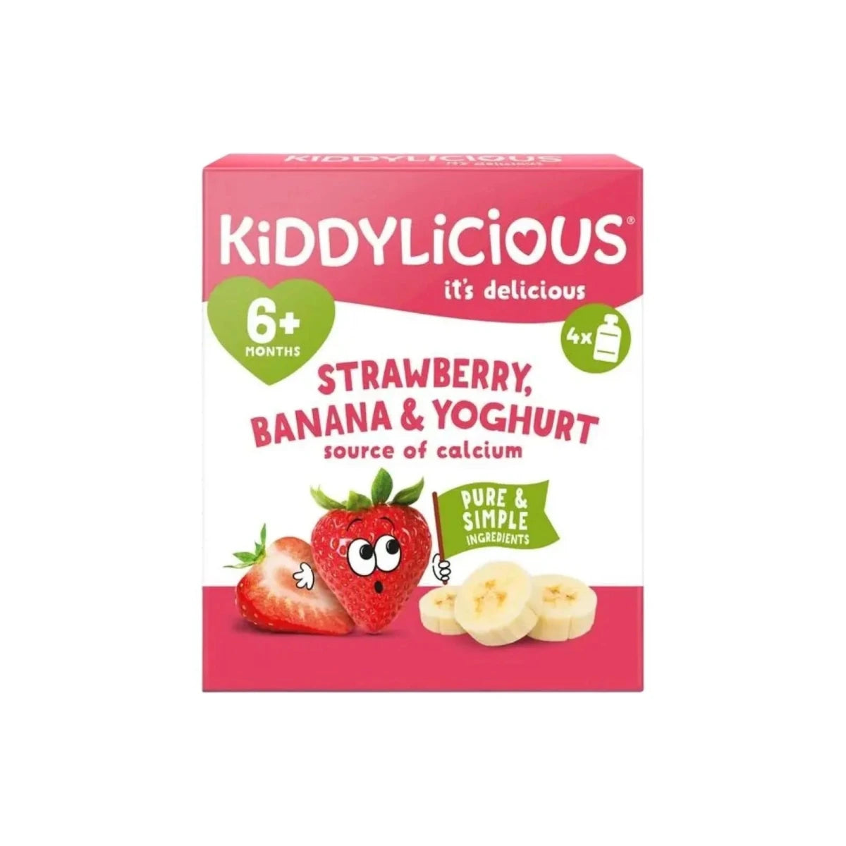 Kiddylicious Strawberry Yogurt 6+ months 400g (4x100g) - ebebek