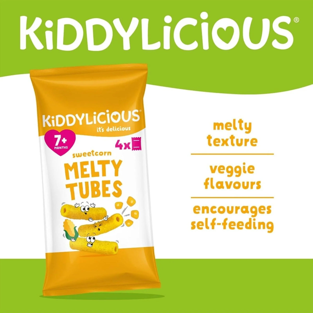 Kiddylicious Sweetcorn Melty Tubes 7+ months 400g (10x4g)