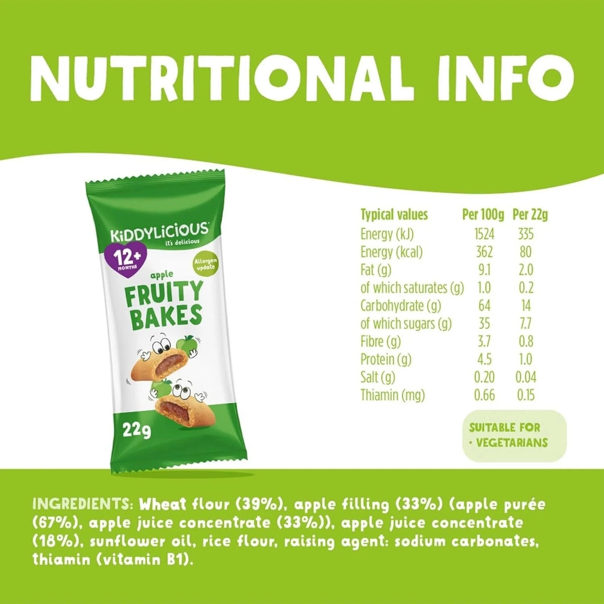 Kiddylicious Apple Fruity Bakes 12+ months 132g (6x22g)
