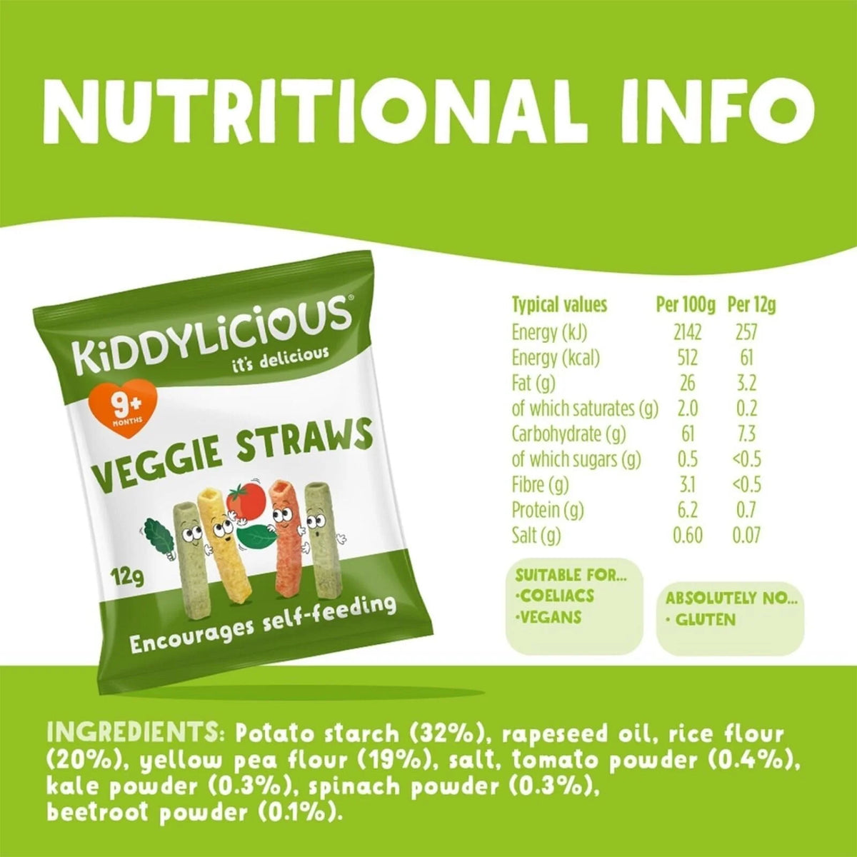Kiddylicious Veggie Straws 9+ months 12g