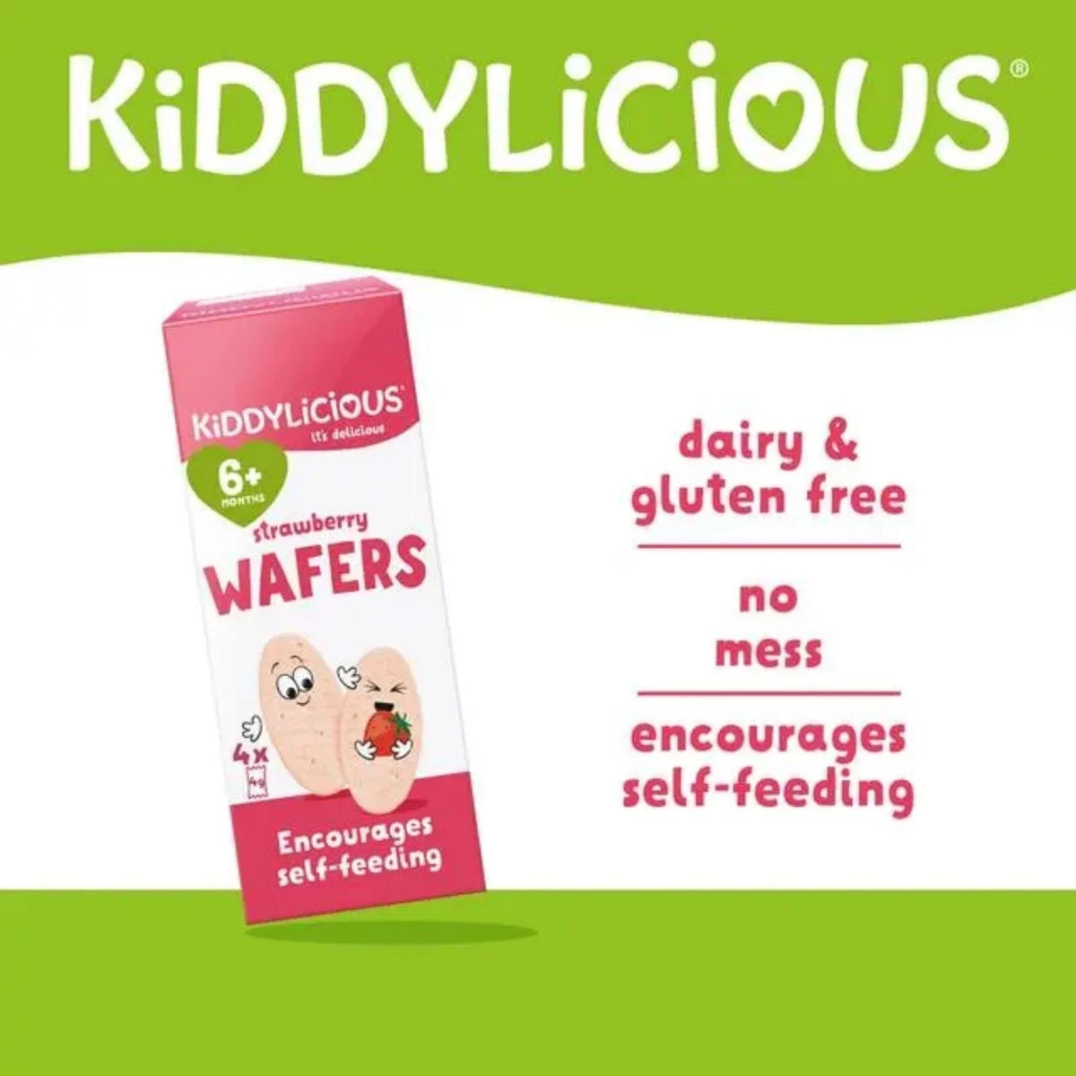 Kiddylicious Mini Strawberry Wafers 6+ months 16g (4x4g)