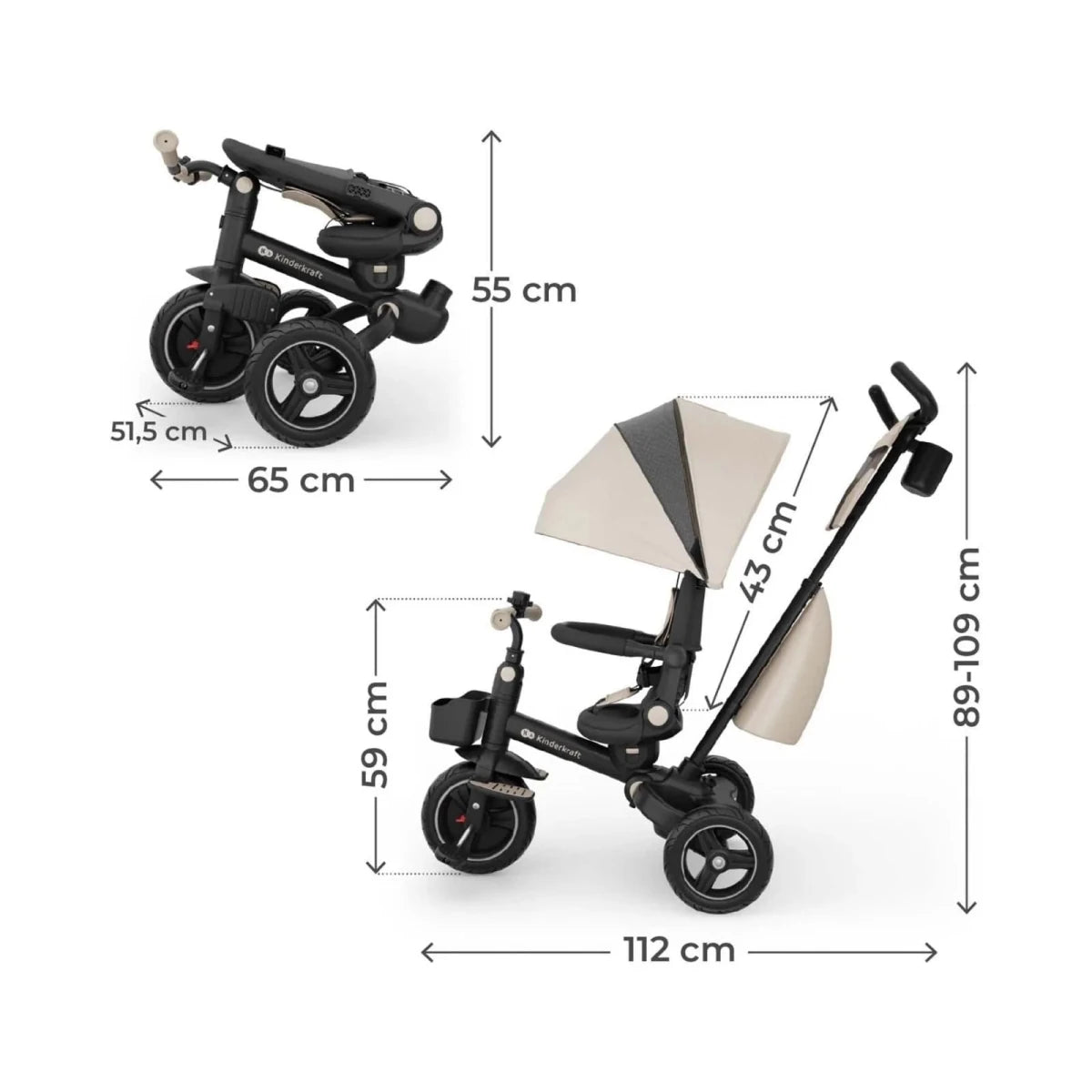 Kinderkraft Spinstep 2 Plus Tricycle - Beige - ebebek