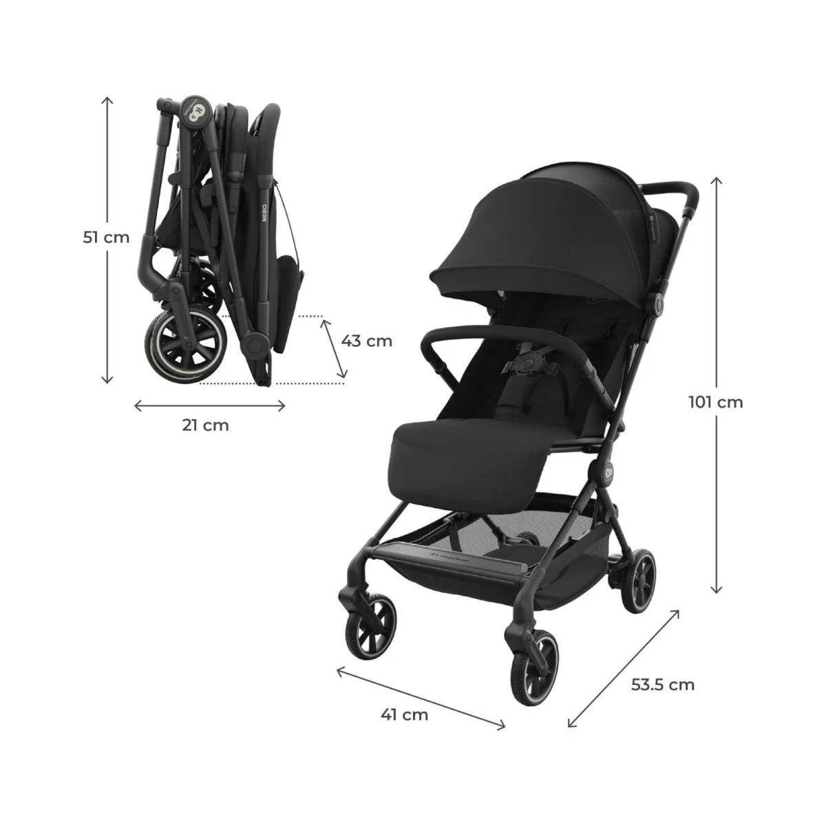 Kinderkraft Nebo Compact Stroller - Midnight Black Midnight Black - ebebek