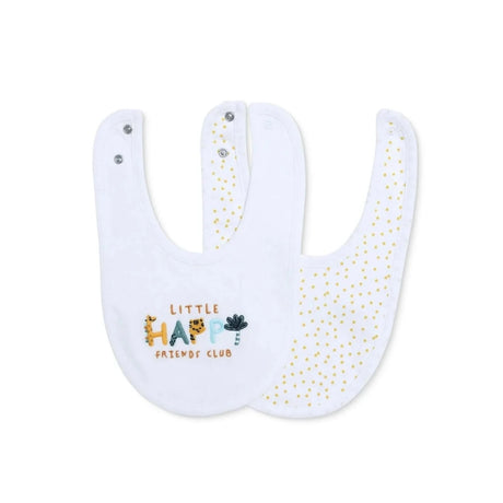 Messy Duck Embroidered Cotton Baby Bib Pack of 2 - Happy - ebebek