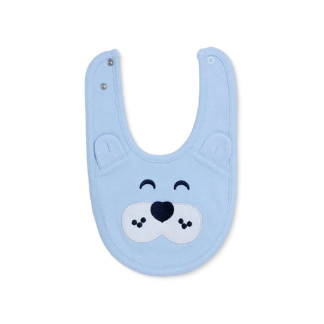 Messy Duck Embroidered Cotton Baby Bib with Ears - Blue - ebebek