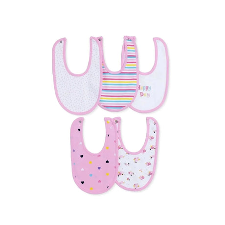 Messy Duck Printed Cotton Baby Bib Pack of 5 - Pink - ebebek