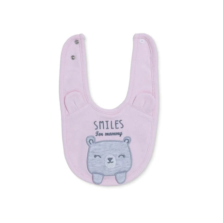 Messy Duck Embroidered Cotton Baby Bib with Ears - Pink - ebebek
