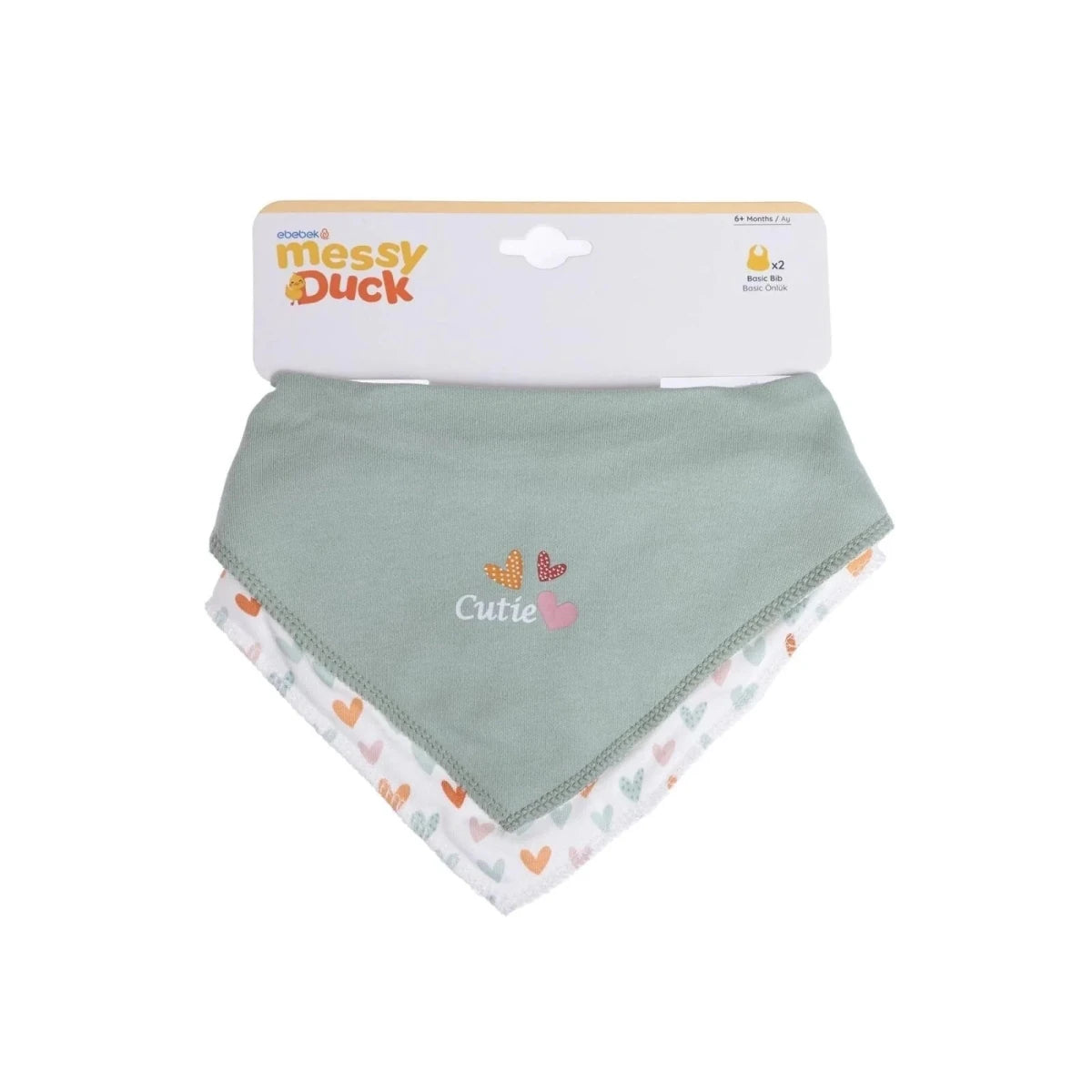Messy Duck Bandana Baby Bibs Pack of 2 - Little Hearts - ebebek