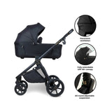 My Babiie MB450 Luxe 3-in-1 Travel System with Rotating Car Seat,Base & Toddler Seat - Black