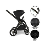 My Babiie MB450 Luxe 3-in-1 Travel System with Rotating Car Seat,Base & Toddler Seat - Black