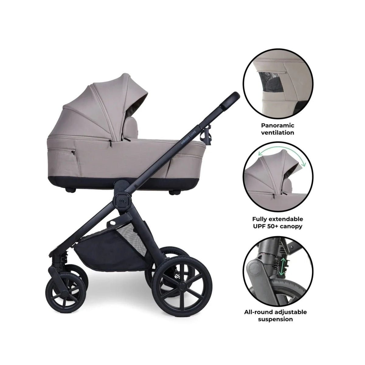 My Babiie MB450 Luxe 3-in-1 Travel System with Rotating Car Seat,Base & Toddler Seat - Mink