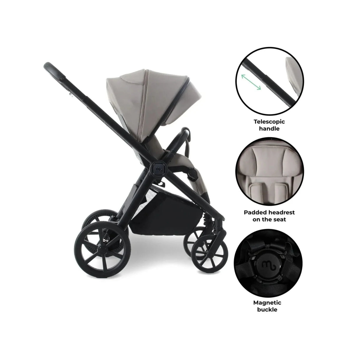 My Babiie MB450 Luxe 3-in-1 Travel System with Rotating Car Seat,Base & Toddler Seat - Mink
