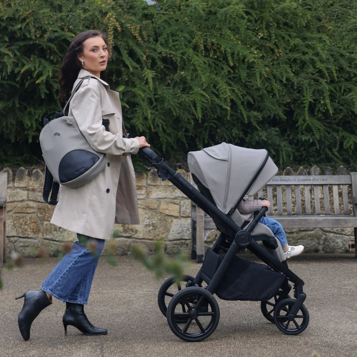 My Babiie MB450 Luxe 3-in-1 Travel System with Rotating Car Seat,Base & Toddler Seat - Mink