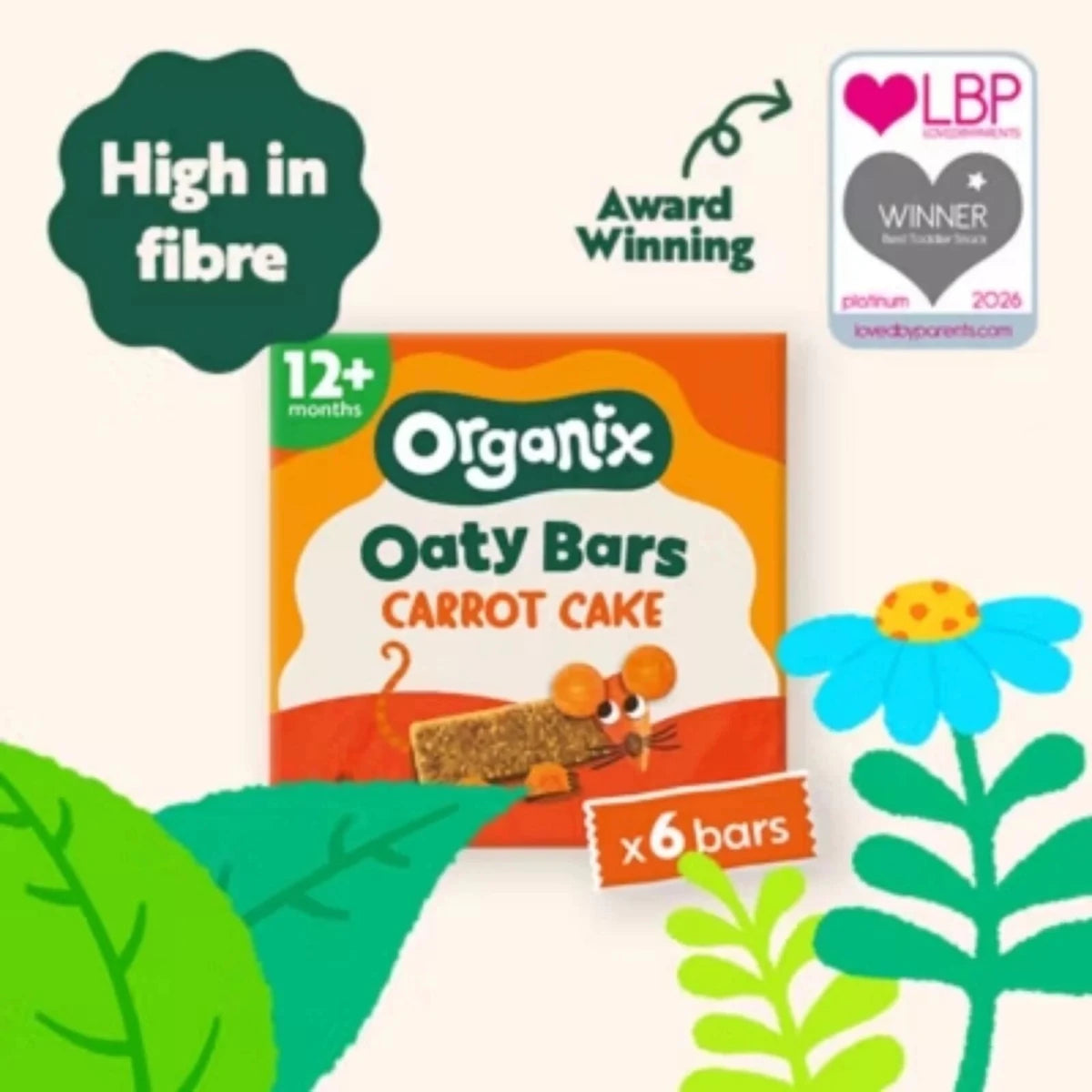 Organix Carrot Cake Organic Soft Oaty Bars 12+ months 138g (6x23g) - ebebek