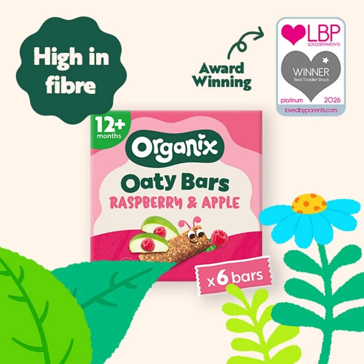 Organix Raspberry & Apple Soft Oaty Bars 12+ months 138g (6x23g) - ebebek