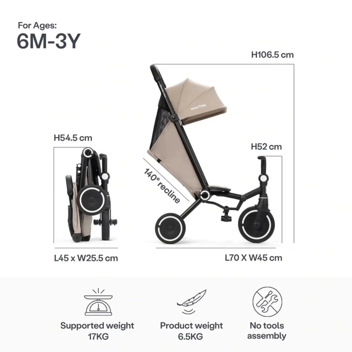 smarTrike Wonder Max Trike - Stone - ebebek