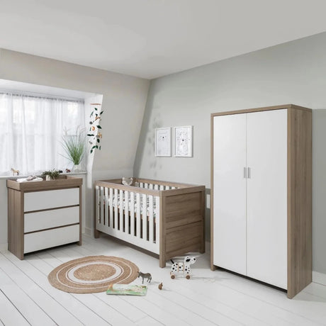 Tutti Bambini Modena 3 Piece Room Set with Deluxe Fibre Mattress - White/Oak White/Oak - ebebek