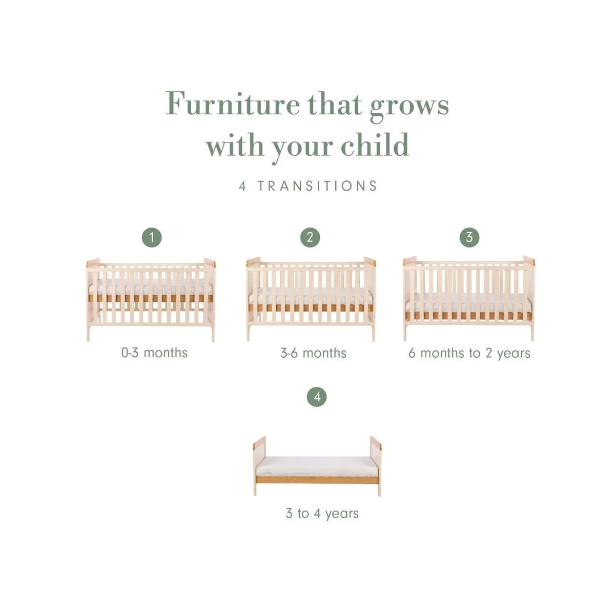 Tutti Bambini Rio Cot Bed with Cot Top Changer & Mattress - Cashmere/Honey Oak