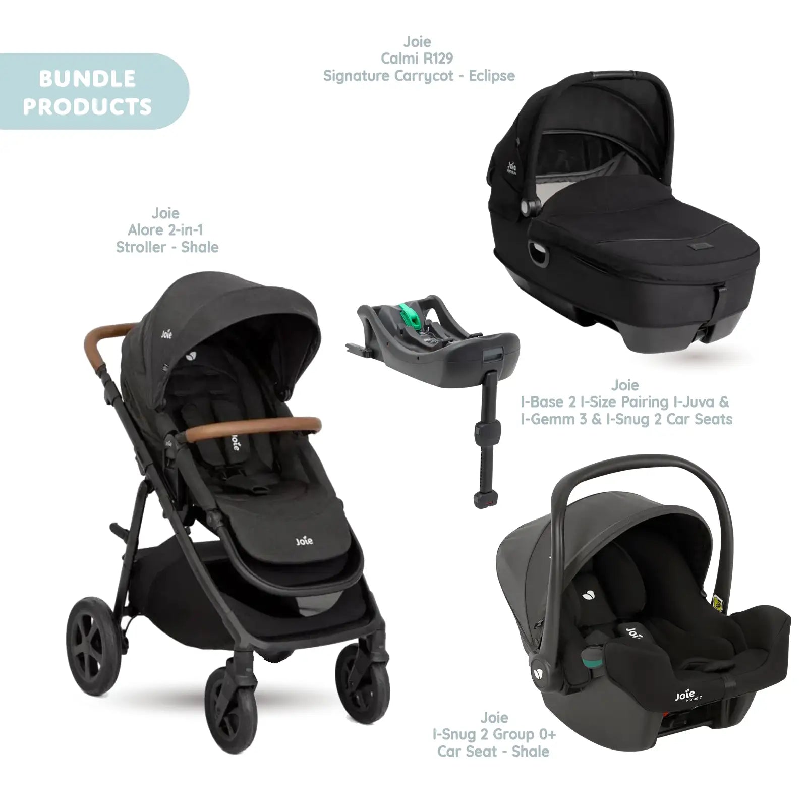 Joie Alore Pushchair with I - Snug 2 Car Seat & Base & Calmi Carrycot Travel System Bundle - Shale - ebebek - Black Friday