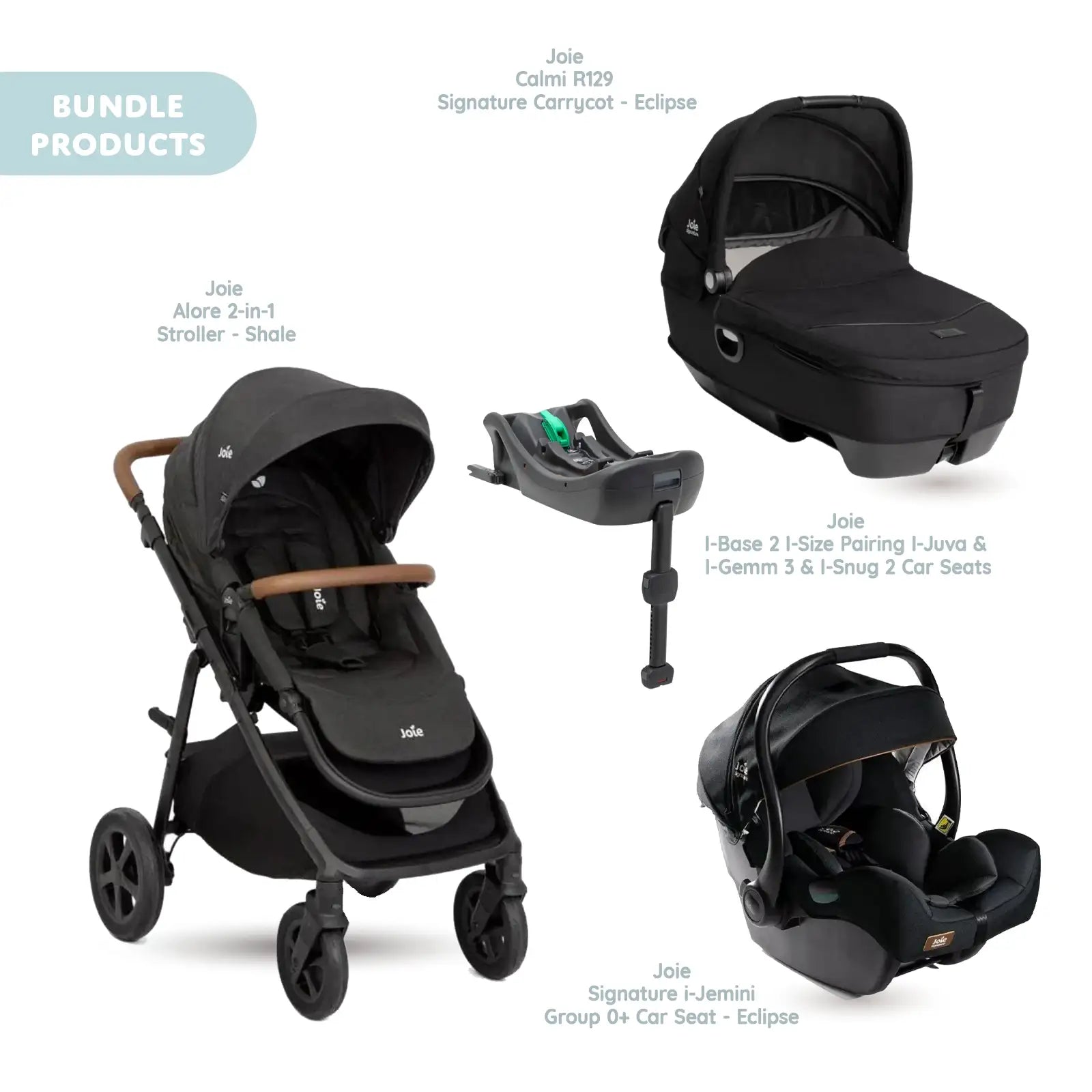 Joie Alore Pushchair with I - Jemini Car Seat & Base & Calmi Carrycot Travel System - Shale - ebebek - Black Friday