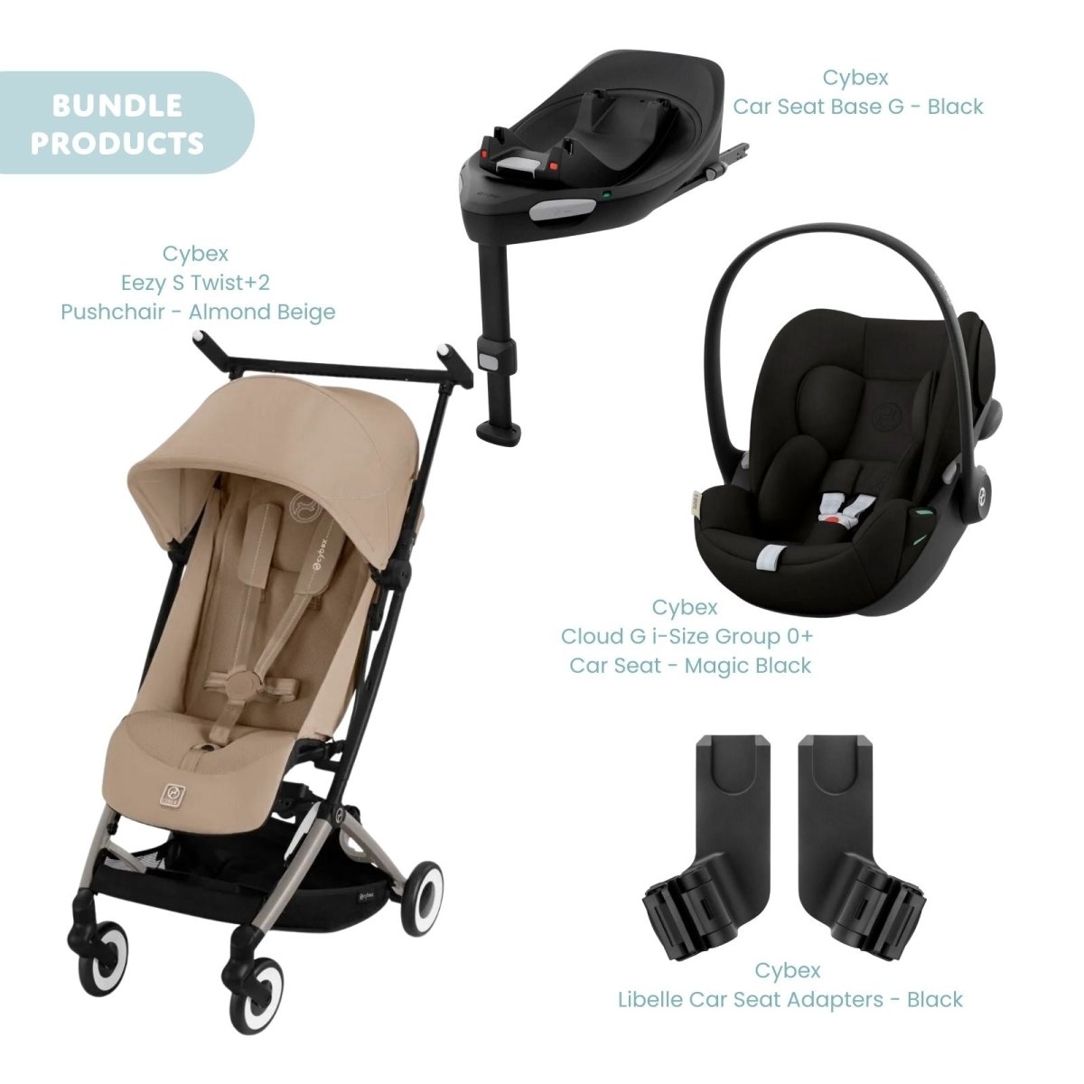 Cybex Libelle Pushchair V2 Pushchair with Cloud G Car Seat & Base Travel System Bundle - Almond Beige - ebebek - Christmas