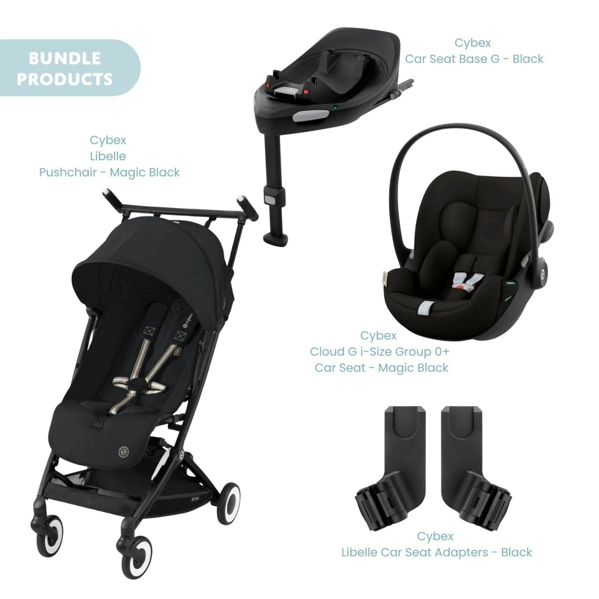 Cybex Libelle Pushchair with Cloud G Car Seat & Base Travel System Bundle - Magic Black - ebebek - Christmas