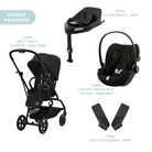 Cybex Eezy S Twist+2 Pushchair with Cloud G Car Seat & Base Travel System Bundle - Black - ebebek - Christmas