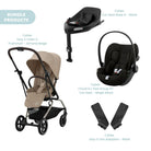 Cybex Eezy S Twist+2 Pushchair with Cloud G Car Seat & Base Travel System Bundle - Almond Beige - ebebek - Christmas